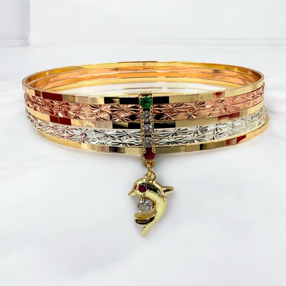 Multicolor Bangle Set with Dolphin Charm weekly